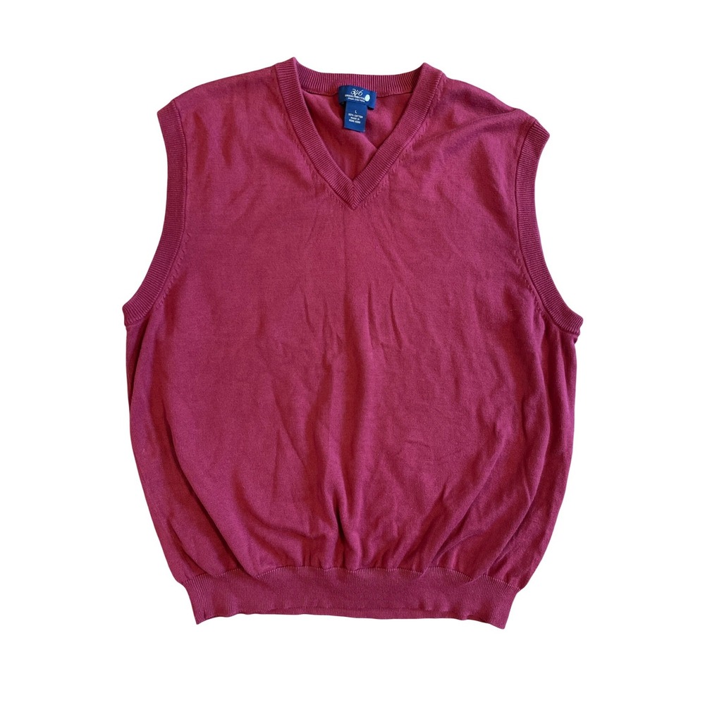 Brooks Brothers 346 Mens Cotton V-Neck Sweater Vest‎ Red L Grandpa Preppy Golf